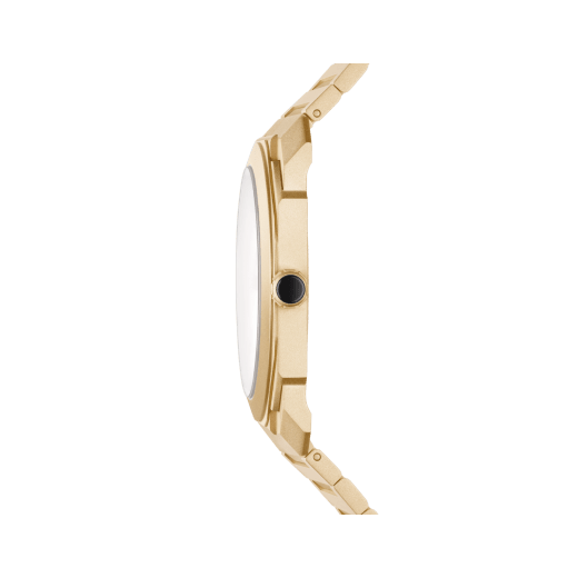 Montre Octo Finissimo Automatique avec mouvement mécanique de manufacture extra-plat (2,23 mm d'épaisseur), remontage automatique avec micro-rotor en platine, boîtier et bracelet en or jaune 18 K sablé, cadran en or jaune, aiguilles et index noirs. Étanche jusqu’à 100 mètres 104190 image 3