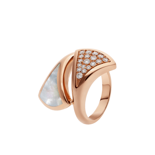 DIVAS' DREAM ring in 18 kt rose gold, set with mother-of-pearl and pavé diamonds. AN857123 image 1