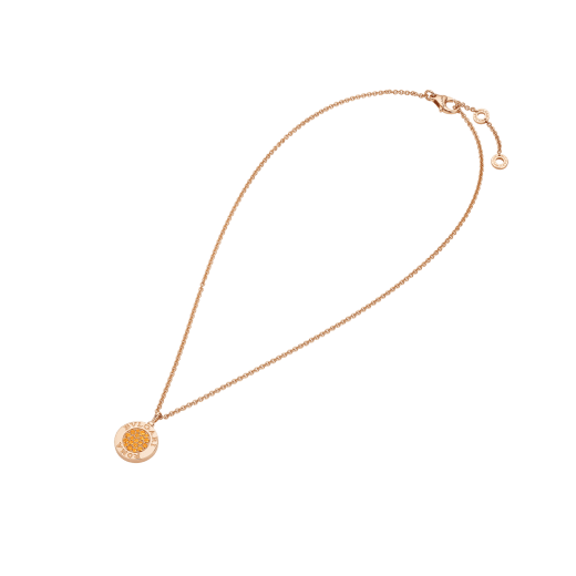 BULGARI BULGARI 18 kt rose gold necklace set with a mother-of-pearl insert and mandarin garnets on the pendant. 360054 image 2