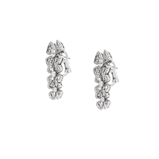 Fiorever 18 kt white gold pendant earring, set with 6 round brilliant-cut diamonds and pavé diamonds. 356911 image 2