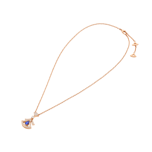 DIVAS' DREAM necklace in 18 kt rose gold set with a pear-shaped tanzanite and pavé diamonds 360616 image 2