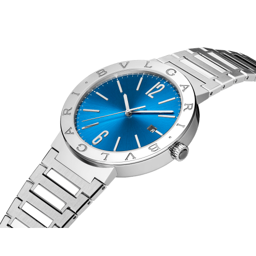 Orologio BVLGARI BVLGARI con movimento meccanico di manifattura a carica automatica e datario, cassa e bracciale in acciaio inossidabile e quadrante blu. 103720 image 2
