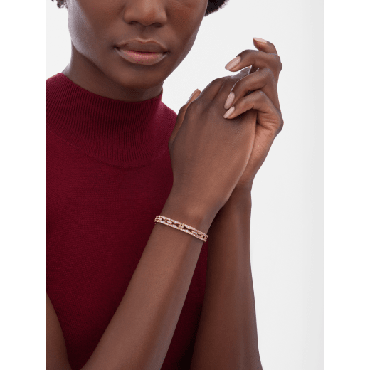 B.zero1 Rock Chain 18 kt rose gold soft bracelet set with full pavé diamonds BR860521 image 1