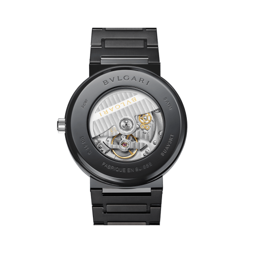 BVLGARI BVLGARI watch with mechanical manufacture movement, automatic winding and date, 41 mm stainless steel case and bracelet with diamond-like carbon treatment, and black lacquered dial. Water-resistant up to 50 meters 103540 image 4