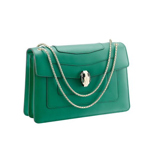 Bulgari Serpenti Forever Shoulder Bag in Green, Calf Leather, M