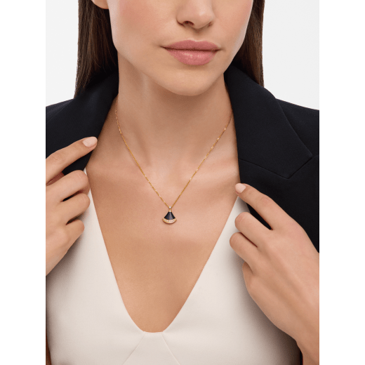 Divas' Dream 18 kt yellow gold pendant necklace set with black onyx and brilliant-cut diamonds 361838 image 1