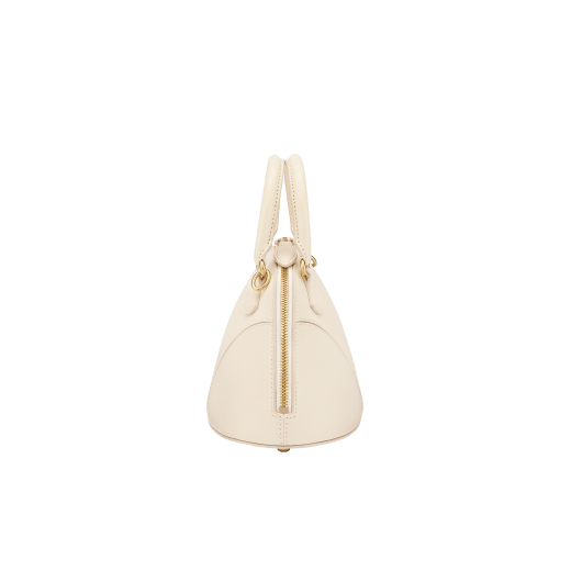Marquise small top handle bag in black goat leather with black nappa leather lining and zipped closure. Detachable signature black goat leather charm with mirror. DAS-001-1325S image 6