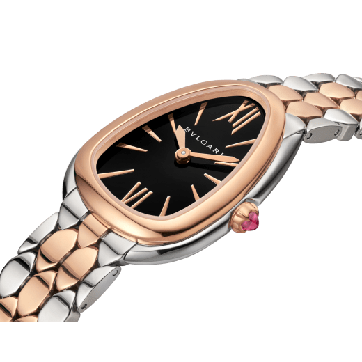 Serpenti Seduttori watch in stainless steel and 18 kt rose gold with black lacquered dial. Water-resistant up to 30 metres 103959 image 2