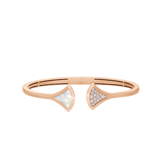 DIVAS' DREAM 18 kt rose gold bangle bracelet set with a mother of pearl element and pavé diamonds. BR858680 image 2