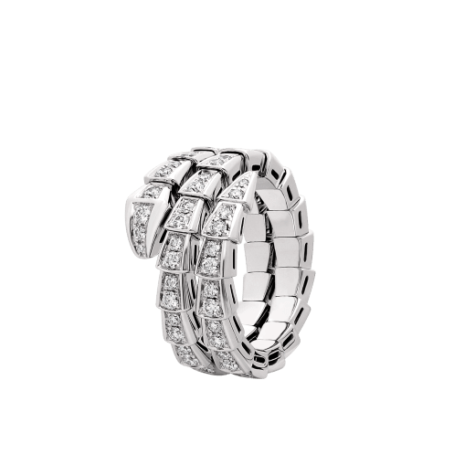 Serpenti Viper 18K 白金雙圈戒指，飾以密鑲鑽石。 AN858793 image 1