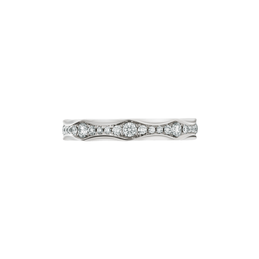 Infinito wedding band in platinum, set with full pavé diamonds. AN857697 image 2