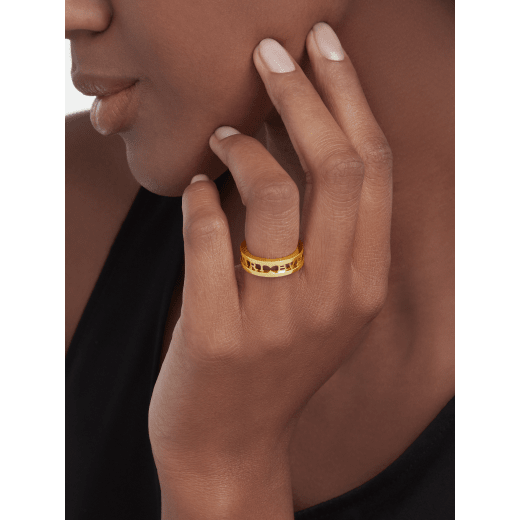B.zero1 18 kt yellow gold one-band ring with openwork logo spiral AN859817 image 1