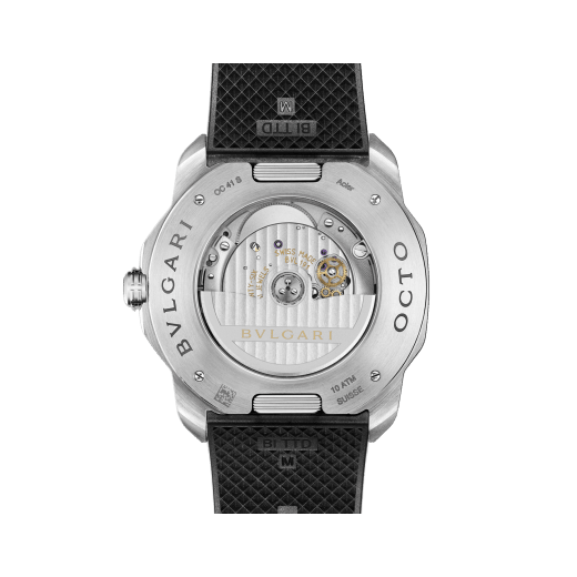 Octo Roma Automatic watch with mechanical manufacture movement, automatic winding, satin-brushed and polished stainless steel case and interchangeable bracelet, white Clous de Paris dial. Water resistant up to 100 meters 103738 image 9