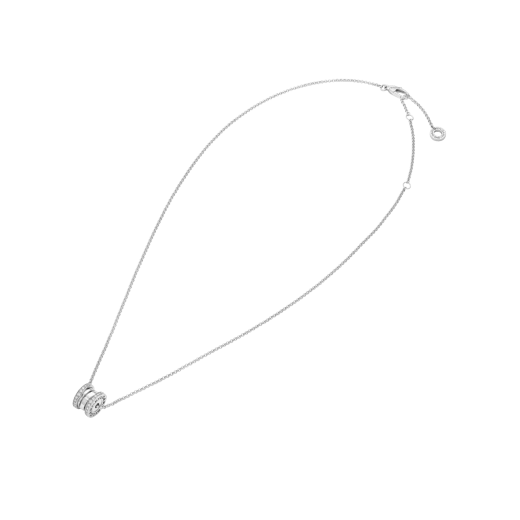 B.zero1 necklace with 18 kt white gold chain and 18 kt white gold pendant set with pavé diamonds on the edges. 362394 image 2