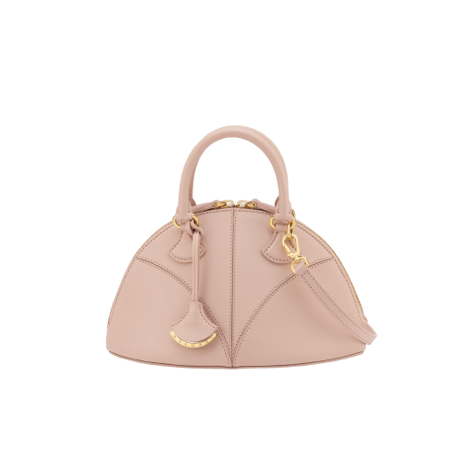 Marquise small top handle bag in black goat leather with black nappa leather lining and zipped closure. Detachable signature black goat leather charm with mirror. DAS-001-1325S image 5