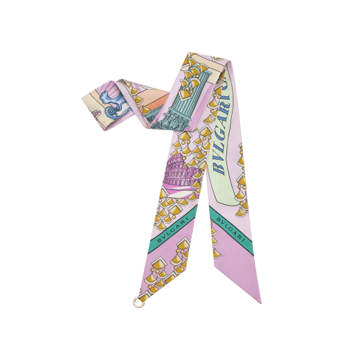 Bvlgari Curiosity shelley in fine light peridot silk twill with a BVLGARI BVLGARI metal pendant. Made of 100% silk. BULGARICURIOSITYSH image 1