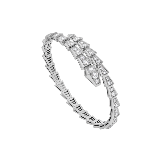 Pulsera fina Serpenti de una vuelta en oro blanco de 18 qt con engaste integral de pavé de diamantes. BR857492 image 1