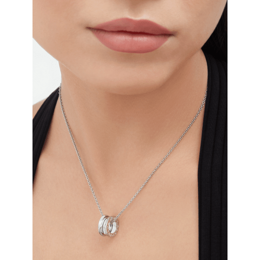B.zero1 necklace with 18 kt white gold pendant set with demi-pavé diamonds on the edges and 18 kt white gold chain 359618 image 2