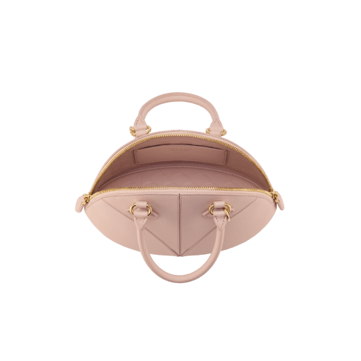 Marquise small top handle bag in black goat leather with black nappa leather lining and zipped closure. Detachable signature black goat leather charm with mirror. DAS-001-1325S image 4
