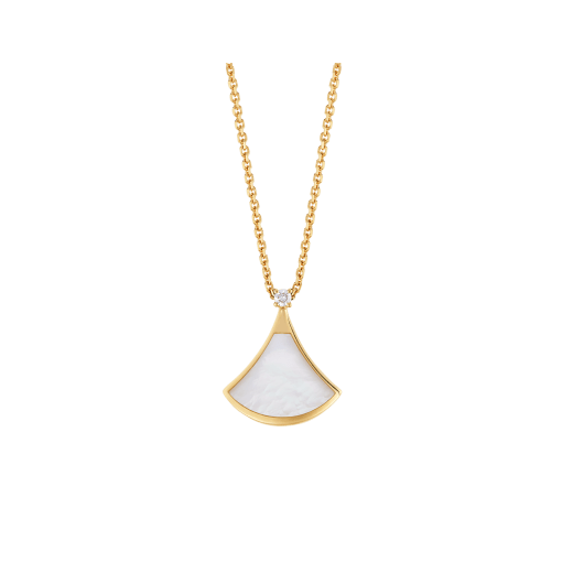 DIVAS' DREAM 18 kt yellow gold necklace with pendant set with one diamond and mother-of-pearl element 360443 image 1