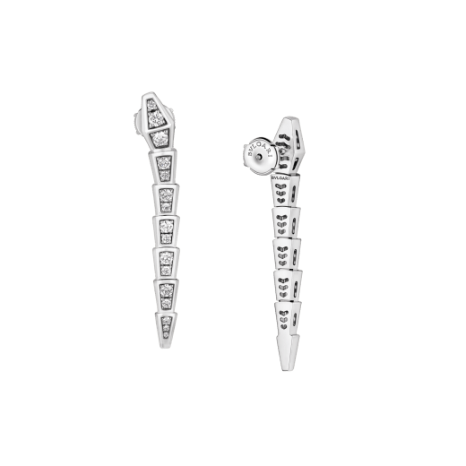 Serpenti Viper 18 kt white gold pendant earrings set with pavé diamonds 361552 image 3