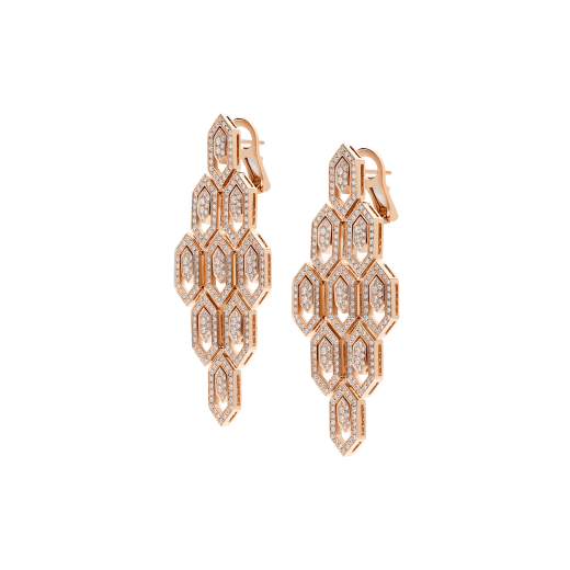 Serpenti 18 kt rose gold earrings set with pavé diamonds. 356507 image 2