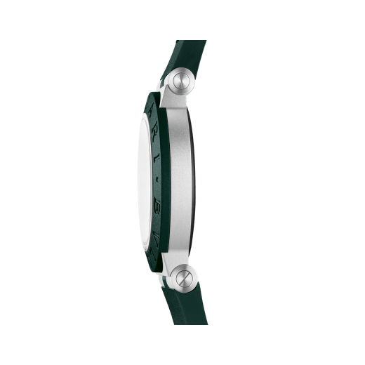 Bvlgari Aluminium Match Point Edition watch with mechanical manufacture movement, automatic winding, 40 mm aluminium case, dark green rubber bezel and bracelet, and white dial. Water-resistant up to 100 meters. Special Edition of 800 pieces. 103854 image 3