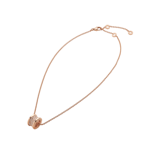 B.zero1 necklace with 18 kt rose gold chain and 18 kt rose gold pendant set with pavé diamonds on the spiral. 348035 image 2