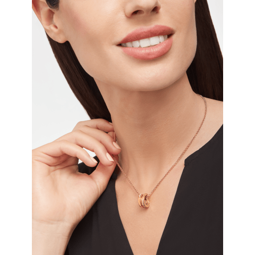 B.zero1 necklace with 18 kt rose gold pendant set with demi-pavé diamonds on the edges and 18 kt rose gold chain 359292 image 4