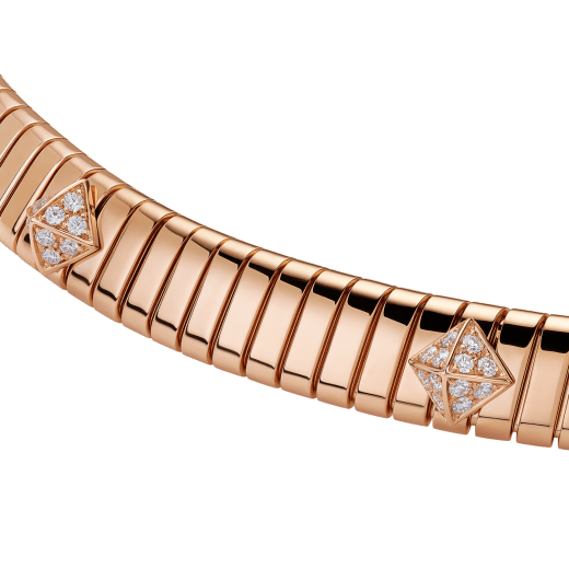 Bvlgari Tubogas 項鍊，18K 玫瑰金材質，飾以密鑲鑽石鉚釘。 CL860253 image 1