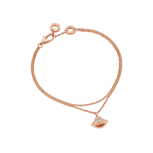 DIVAS' DREAM bracelet in 18 kt rose gold with pendant in full pavé diamonds. BR857363 image 1