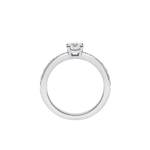 Griffe Solitärring aus Platin mit rundem Diamanten im Brillantschliff und Diamant-Pavé 340252 image 4