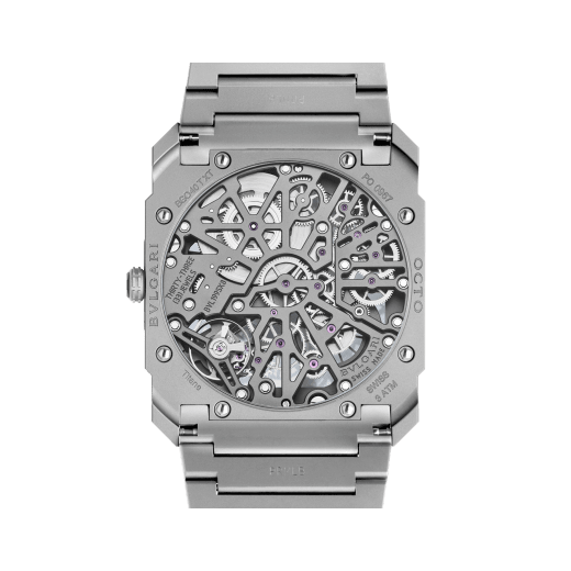 Octo Finissimo Skeleton 8 Days watch in titanium with mechanical manufacture ultra-thin movement (2.50 mm thick), manual winding, 8 days power reserve and openwork dial. Water resistant up to 30 metres 103610 image 3