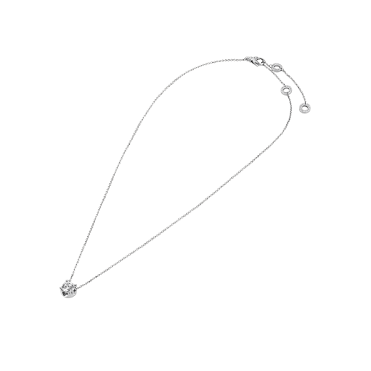 Corona necklace with 18 kt white gold chain and 18 kt white gold pendant set with a round brilliant cut diamond CL-CORONA image 2