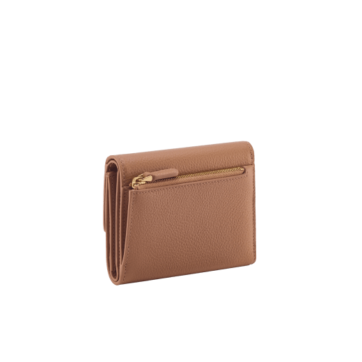 Bvlgari Roma compact yen wallet in black soft drummed calf leather with black nappa leather interior. Iconic gold-plated brass clip engraved with the Bvlgari logo, and folded closure. BVR-YENCOMPACT image 3