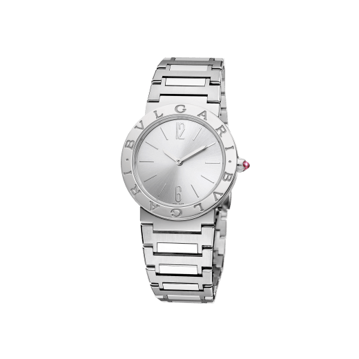 BULGARI BULGARI LADY watch with stainless steel case and bracelet, stainless steel bezel engraved with double logo and silvered sunray dial. Water-resistant up to 30 metres. 103575 image 4