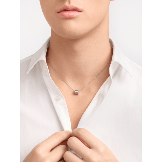 B.zero1 necklace with 18 kt white gold chain and 18 kt white gold pendant set with pavé diamonds on the edges. 362394 image 2