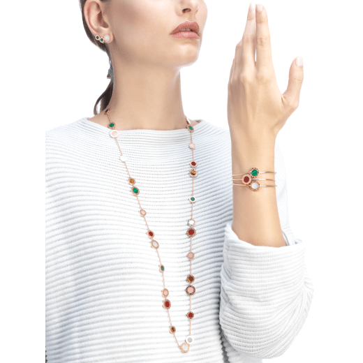 BVLGARI BVLGARI 18 kt rose gold sautoir set with mother-of-pearl, pink opal, tiger's eye, malachite and carnelian elements 356225 image 3