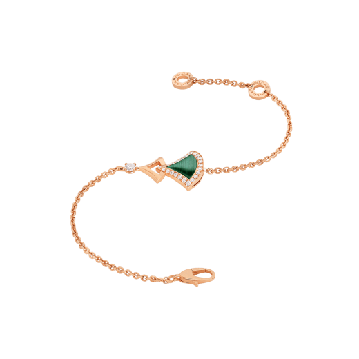 DIVAS' DREAM bracelet in 18 kt rose gold set with a malachite element and pavé diamonds BR859378 image 2