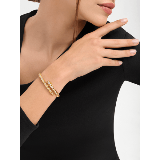 Serpenti Viper one-coil 18 kt yellow gold bracelet set with full pavé diamonds BR860194 image 1