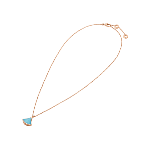 Divas' Dream necklace in 18 kt rose gold with pendant set with turquoise and one diamond. 360172 image 2