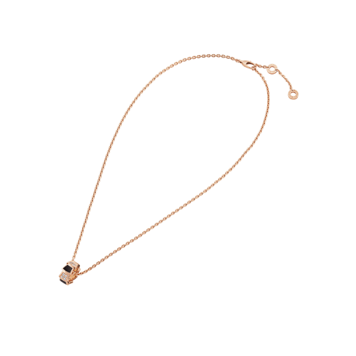 Serpenti Viper 18 kt rose gold necklace set with onyx elements and pavé diamonds on the pendant. 356554 image 2
