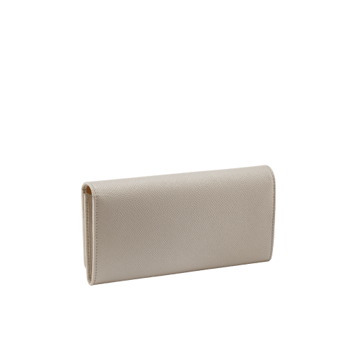 BULGARI BULGARI large wallet in sunbeam citrine yellow bright grain calf leather with coral carnelian orange nappa leather interior. Iconic light gold-plated brass clip with flap closure. 579-WLT-SLI-POC-CLd image 3