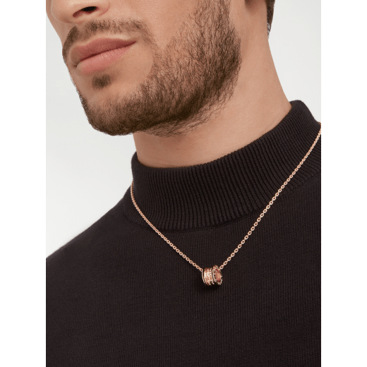 B.zero1 Rock pendant necklace in 18 kt rose gold with studs and black ceramic inserts 358350 image 6
