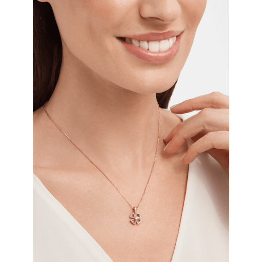 Fiorever 18 kt rose gold necklace set with a central brilliant-cut diamond (0.10 ct) and pavé diamonds (0.06 ct) 358156 image 4