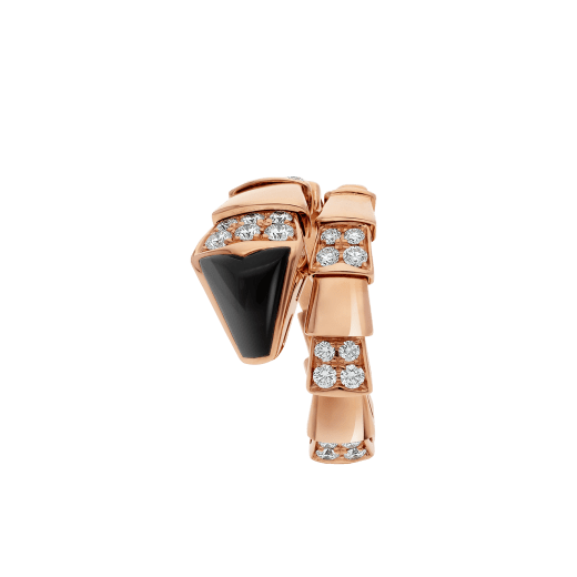 Serpenti one-coil ring in 18 kt rose gold, set with black onyx elements and demi pavé diamonds. AN855315 image 2