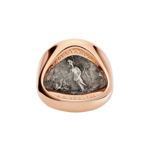 خاتم مونيتي من الذهب الوردي عيار 18 قيراطاً مرصع بقطعة نقود أثرية برونزية أو فضية AN856864 image 4
