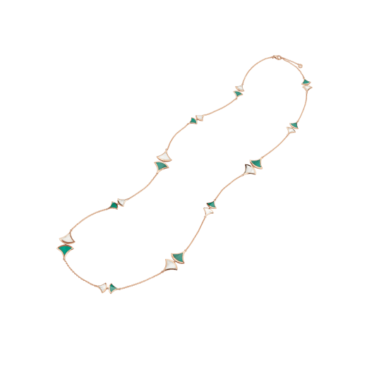 DIVAS' DREAM sautoir in 18 kt rose gold, set with malachite and mother-of-pearl elements. 353799 image 2