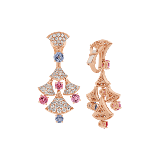 DIVAS' DREAM 18 kt rose gold earrings set with brilliant-cut spinels (3.81 ct) and pavé diamonds (2.22 ct) 357943 image 3