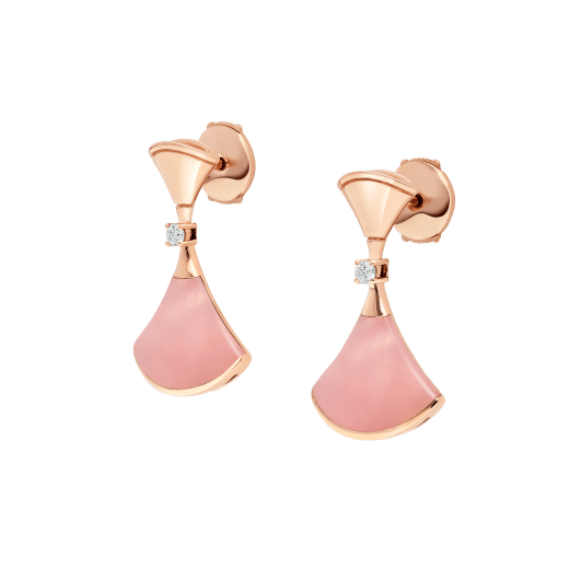 Orecchini DIVAS' DREAM in oro rosa 18 kt con inserti in opale rosa e pavé di diamanti. 357862 image 2